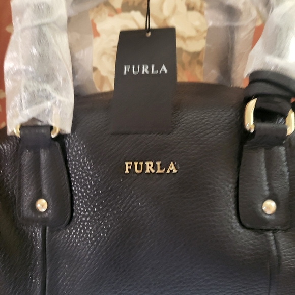 RARE FURLA Leather Black Bag NWT - Picture 2 of 5